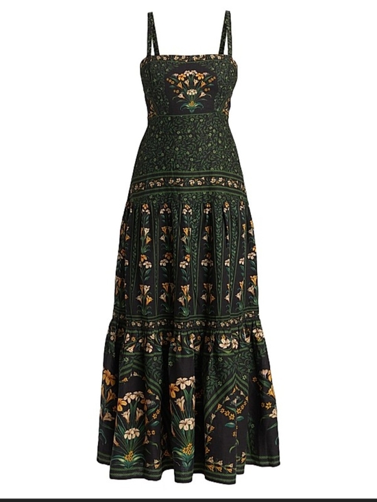 FARM Rio Dresses & Skirts - Farm Rio Women's Dark Green Floral Maxi Dress with Spaghetti Straps
